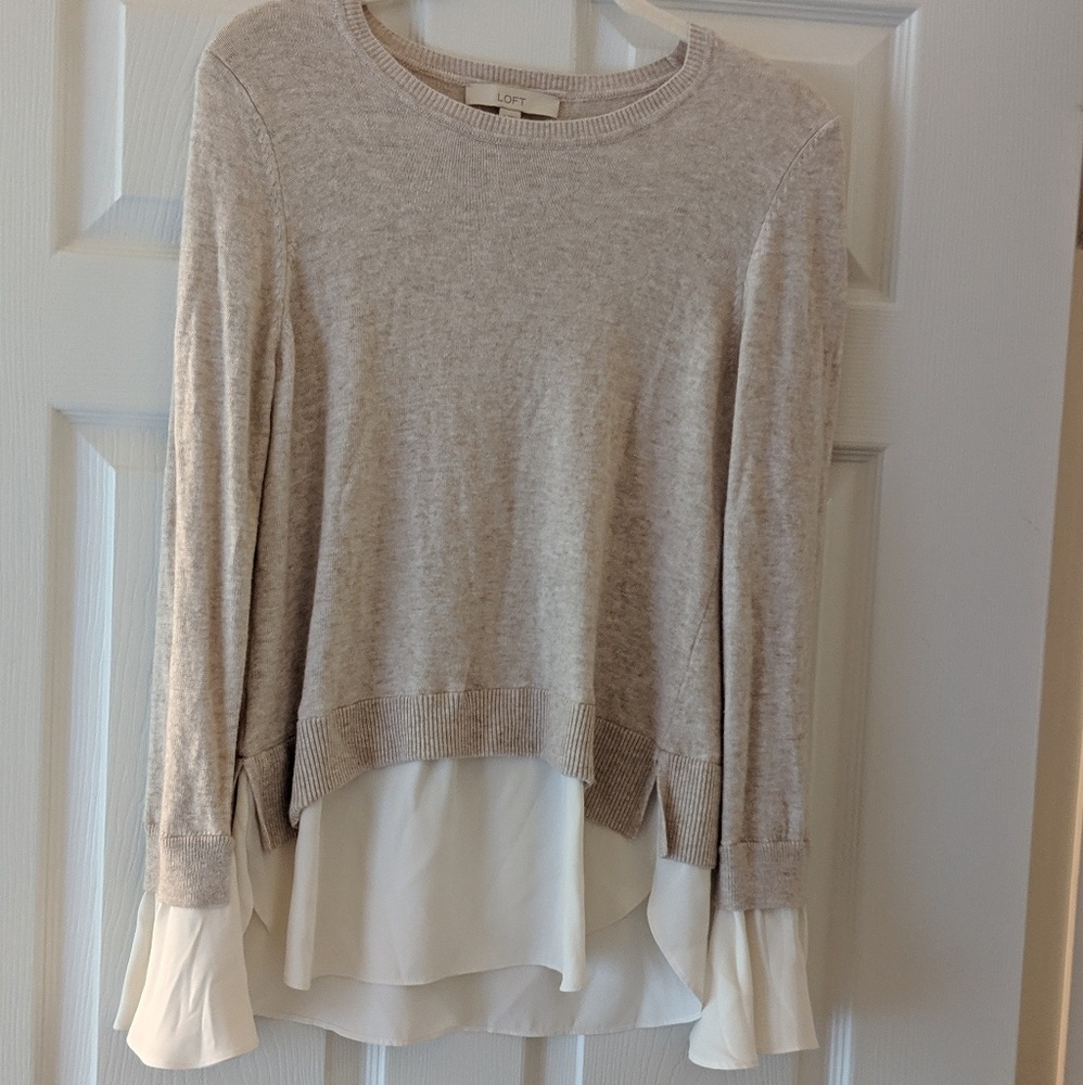 Loft Women's Layered Bell Sleeved Blouse, Size M